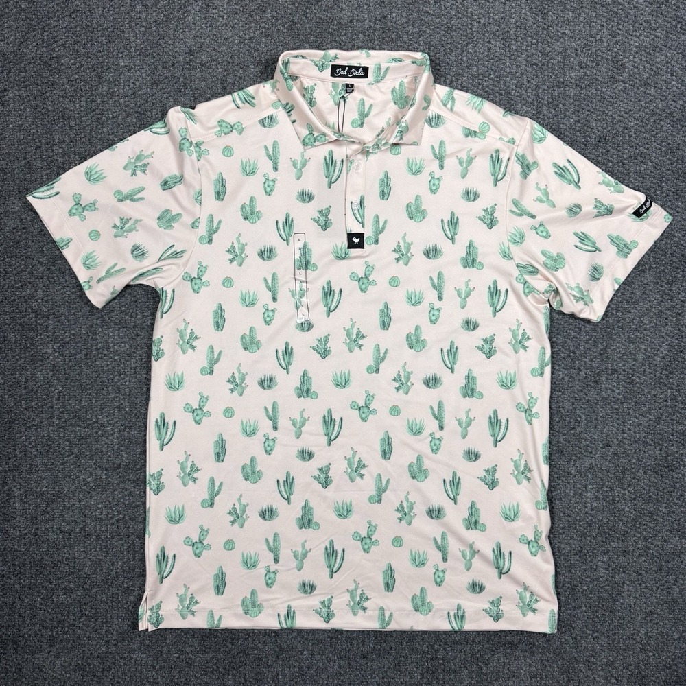NWT Bad Birdie Thorn In Your Side peach Core Golf Polo Mens Size L $78 Cactus - Picture 2 of 8